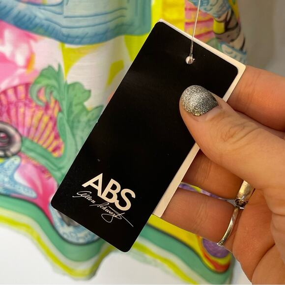 ABS Semi Sheer Multicolored Anchor Printed Top Size Large NWT - Picture 2 of 8